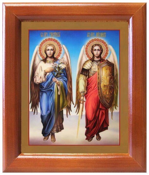 Архангелы Михаил и Гавриил, икона в рамке 12,5*14,5 см