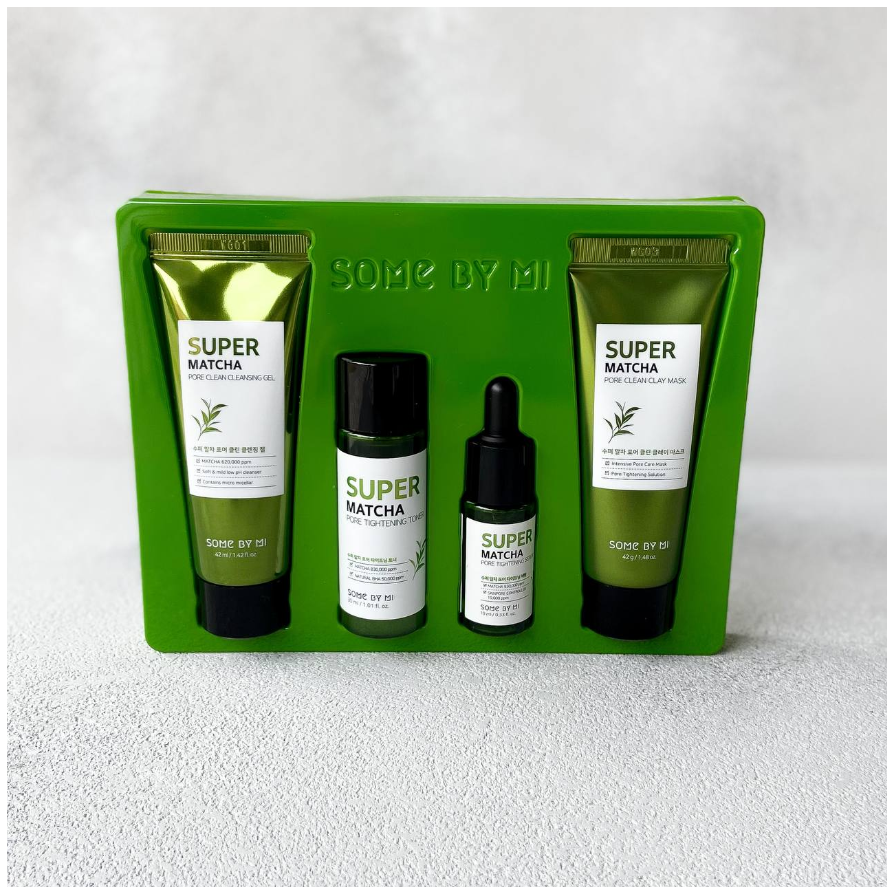 Набор: гель, маска, тонер, сыворотка Super matcha pore care starter kit Some By Mi 124мл PERENNEBELL Co., Ltd - фото №7