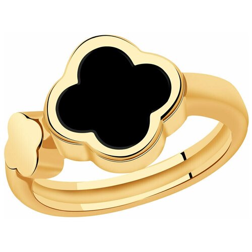 Кольцо Diamant online, золото, 585 проба, оникс, размер 16