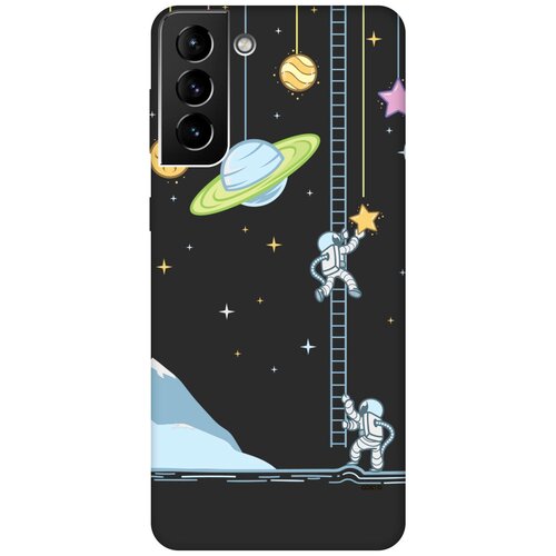 Матовый Soft Touch силиконовый чехол на Samsung Galaxy S21+, Самсунг С21 Плюс с 3D принтом Ladder into Space черный матовый soft touch силиконовый чехол на samsung galaxy m31 самсунг м31 с 3d принтом ladder into space черный