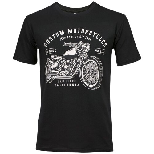 фото Мужская хлопковая футболка bear’s gear с дизайнерским принтом "мотоцикл" черная bear's gear