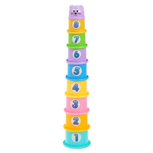Развивающая игрушка «Пирамидка-стаканчики: Милота», 9 предметов