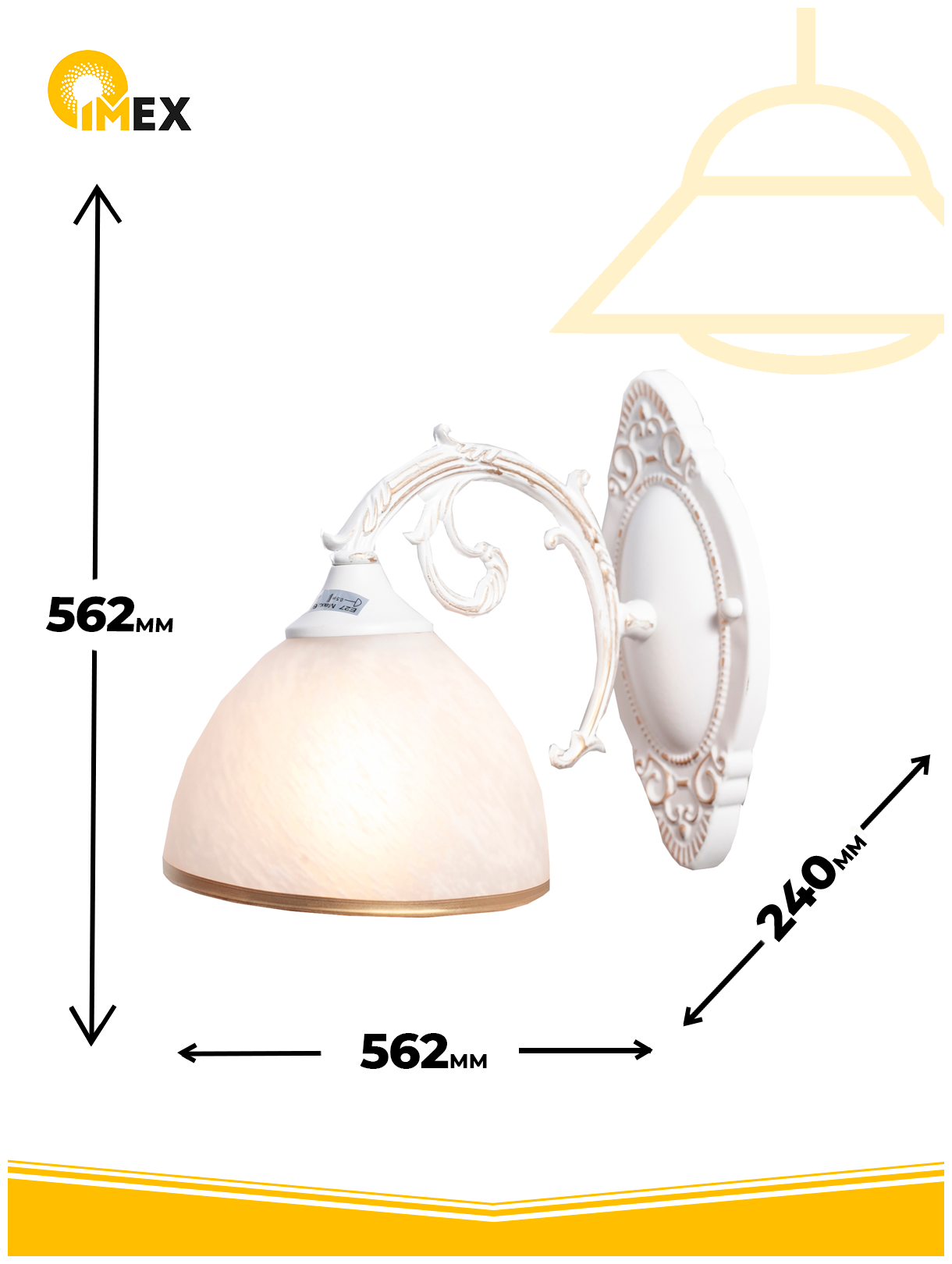 Бра настенное IMEX, KL.2639-1-W WG, белый+золото