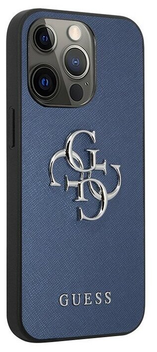 Чехол Guess PU Saffiano 4G Big metal logo Hard для iPhone 13 Pro, синий