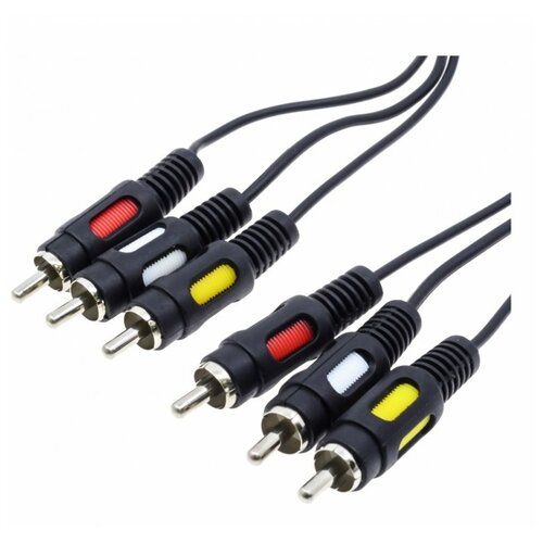 Кабель 3RCA (тюльпан)-3RCA (тюльпан) 5 м, черный 3rca 3rca 5 метров кабель провод шнур композитный av тюльпан