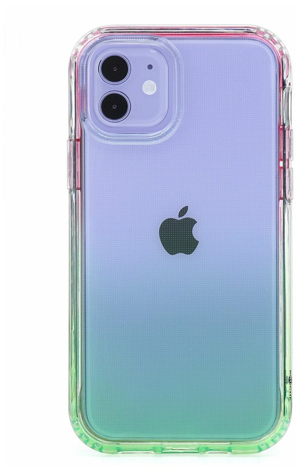 Чехол для Apple iPhone 12 / 12 Pro КRUЧЕ Gradient Green, силиконовый бампер с защитой камеры, пластиковый защитный кейс, прозрачная накладка