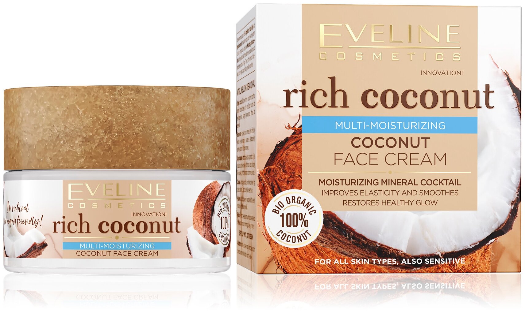 Eveline Cosmetics RICH COCONUT Интенсивно увлажняющий крем для лица для всех типов кожи 50 мл
