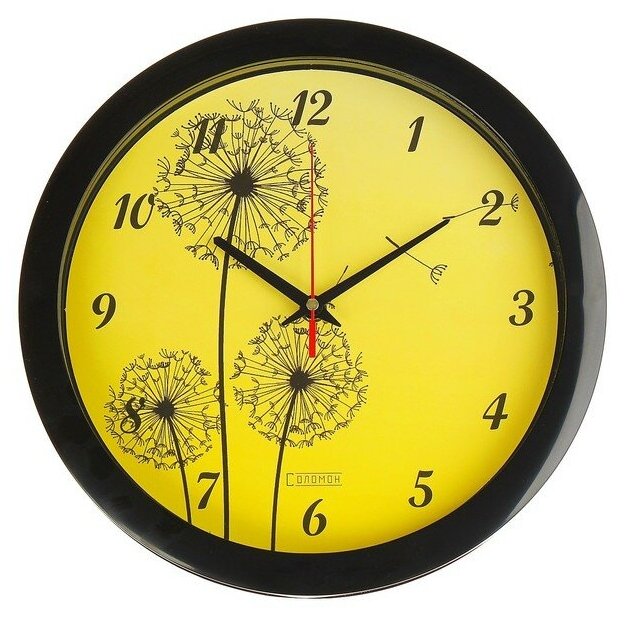 Часы настенные, серия: Цветы, "Одуванчики", плавный ход, d=28 см 2436434
