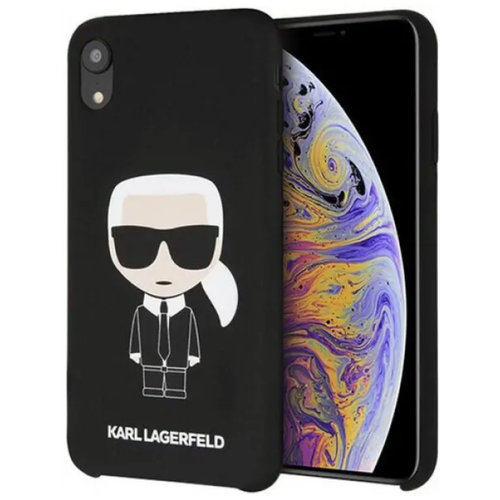 Чехол Karl Lagerfeld Liquid silicone Iconic Karl для iPhone XR, черный