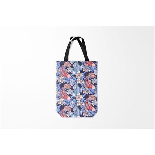 фото Сумка-шоппер / 31х42 см / тренды / редкие животные карпы кои и цветки лотоса burnettie