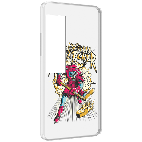 Чехол MyPads нарисованный скелет хоккеист для Meizu Pro 7 Plus задняя-панель-накладка-бампер