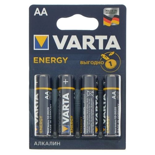 Батарейка алкалиновая Varta Energy, AA, LR6-4BL, 1.5В, блистер, 4 шт.