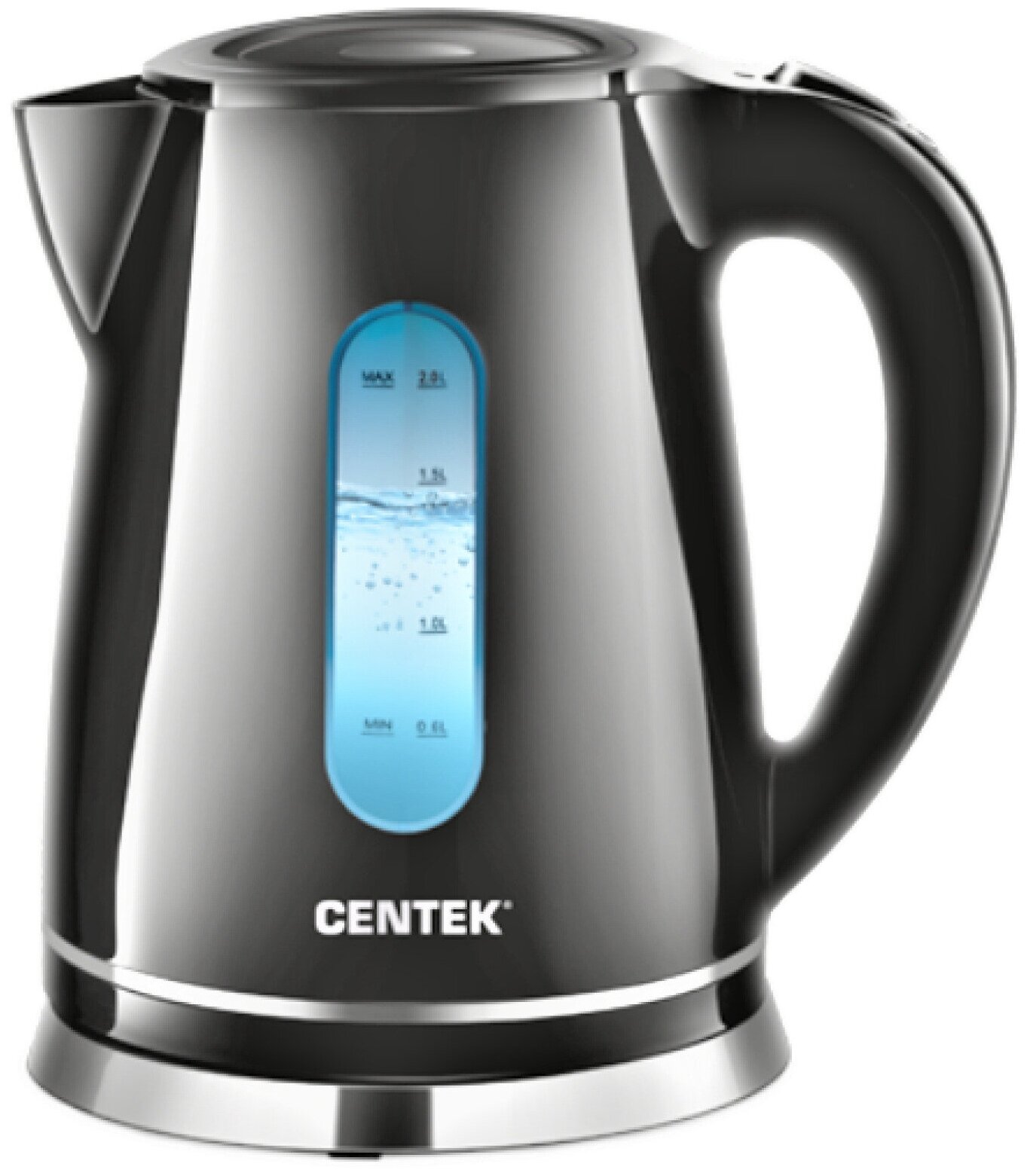 Чайник электрический Centek CT-0043, пластик, 2,0 л, 2200 Вт, подсветка, черный