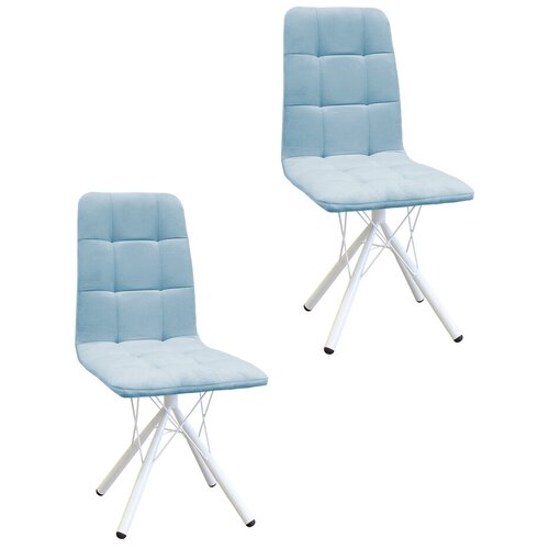 Комплект стульев M-group Леон паутинка голубой, белые ножки(2 шт)