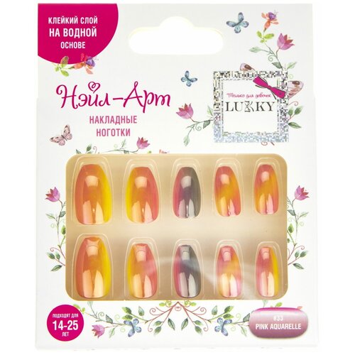 фото Lukky нэйл-арт набор #33 pink aquarelle 10 накладных ногтей на клеевой основе