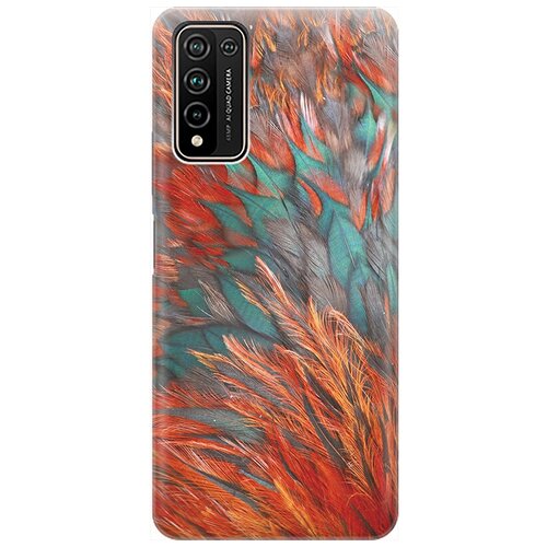 фото Ультратонкий силиконовый чехол-накладка для honor 10x lite с принтом "разноцветные перья" gosso