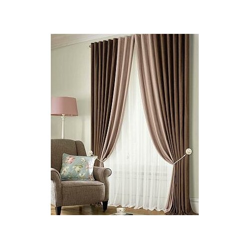 фото Комплект штор томдом гармония (коричнево-пудровый)