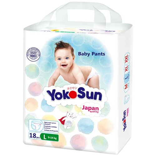 YokoSun трусики L, 9-14 кг, 18 шт., прозрачный