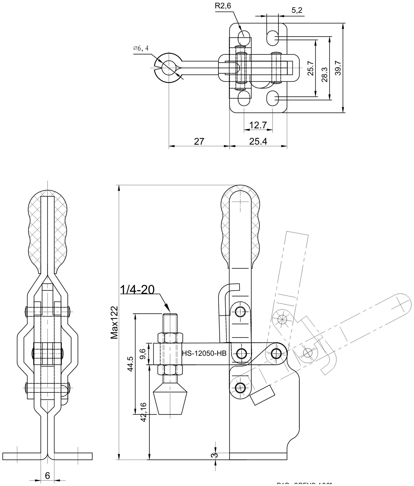 Зажим с вертикальной рукоятью HS CLAMP HS-12050-HB - фотография № 2