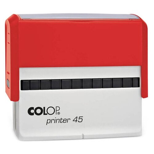 оснастка colop printer q20 для печати штампа факсимиле поле 20х20 мм корпус черный Оснастка Colop Printer 45 для печати, штампа, факсимиле. Поле: 82х25 мм. Корпус: красный.