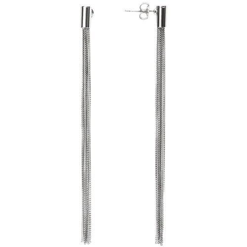 Серьги цепочки STILE ME, серебро, 925 проба, родирование, длина 10 см, серебряный