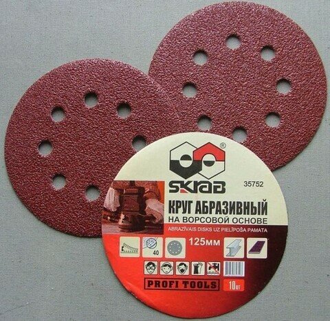 Абразивный круг на липучке 150мм Р80 с отв, 10шт. 35944 — фото 4
