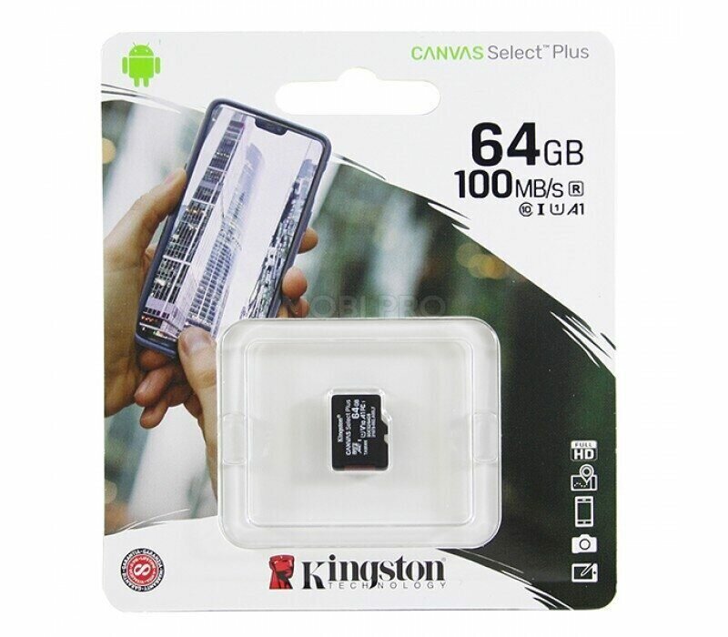 Карта памяти microSDHC UHS-I KINGSTON CanvSelect Plus 64 ГБ, 100 МБ/с, Class 10, , 1 шт., переходник SD - фото №19