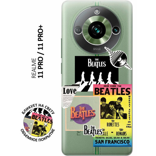 Силиконовый чехол с принтом Beatles Stickers для Realme 11 Pro / 11 Pro+ / Рилми 11 Про / 11 Про + силиконовый чехол на realme 11 pro 11 pro рилми 11 про 11 про с 3d принтом fatigue прозрачный