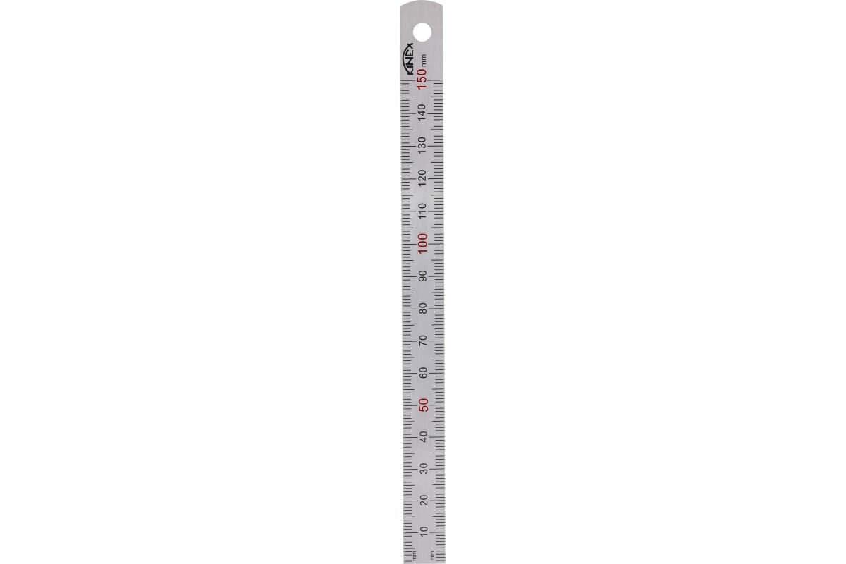 Kinex (K-MET) Линейка стальная 150х13х0,5 мм, шкала 1 мм 1022-0