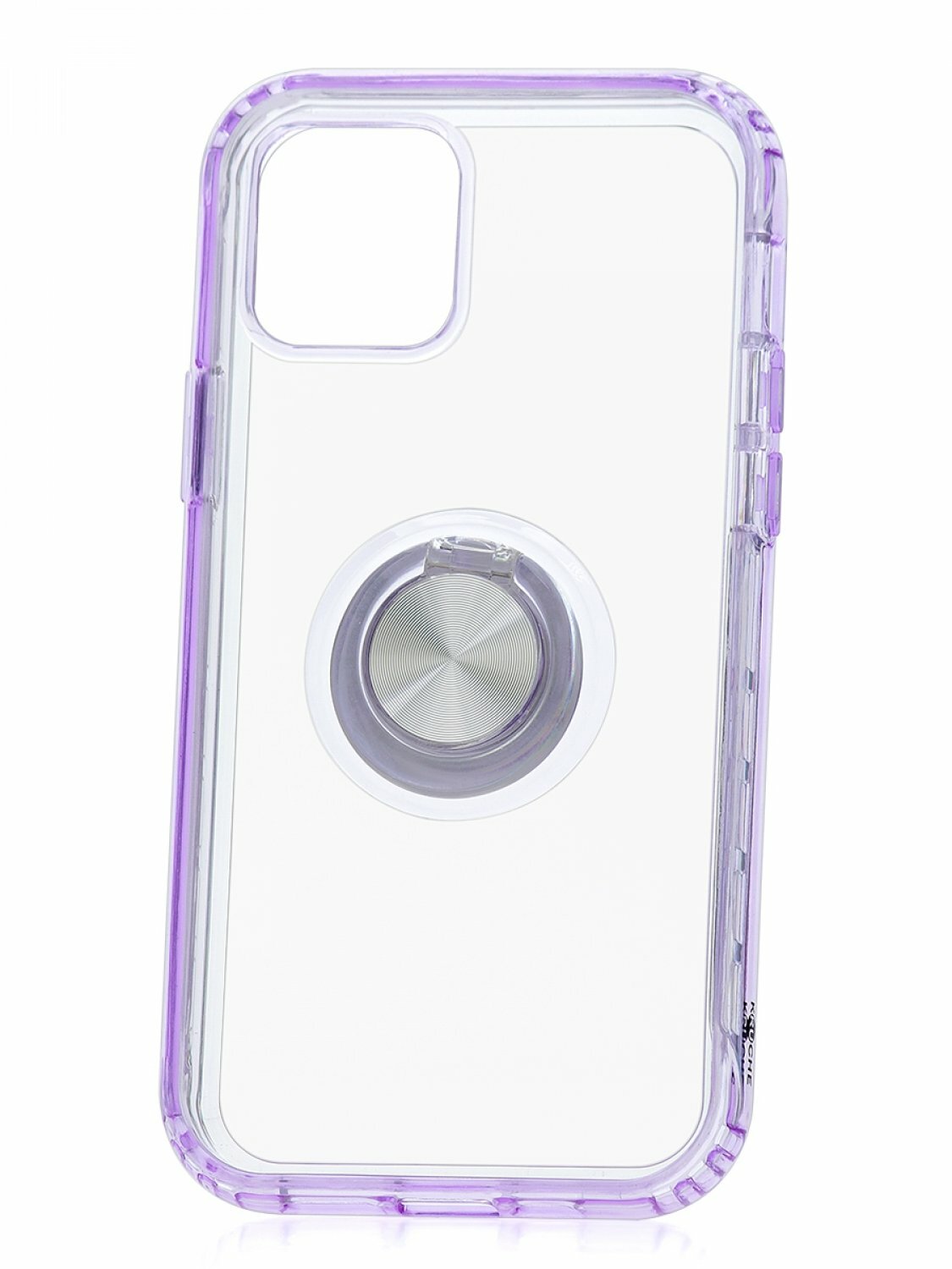 Чехол с кольцом подставкой для Apple iPhone 12/12 Pro КRUЧЕ Ring Purple силиконовый бампер с защитой камеры, пластиковый защитный, прозрачная накладка