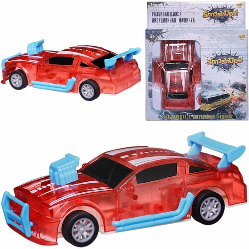 фото Машинка abtoys разбивающаяся инерционная красная 1:32 c-00405/красная