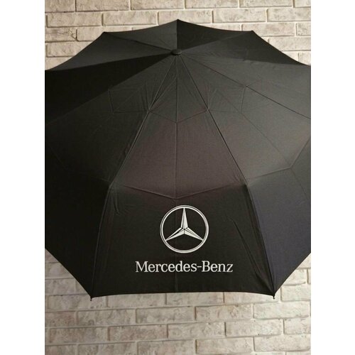 Зонт Mercedes-Benz, автомат, 2 сложения, 9 спиц, черный