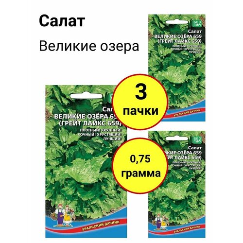 Салат Великие озера 659 0,25г, Уральский дачник - комплект 3 пачки семена салат великие озера 659 0 5гр бп