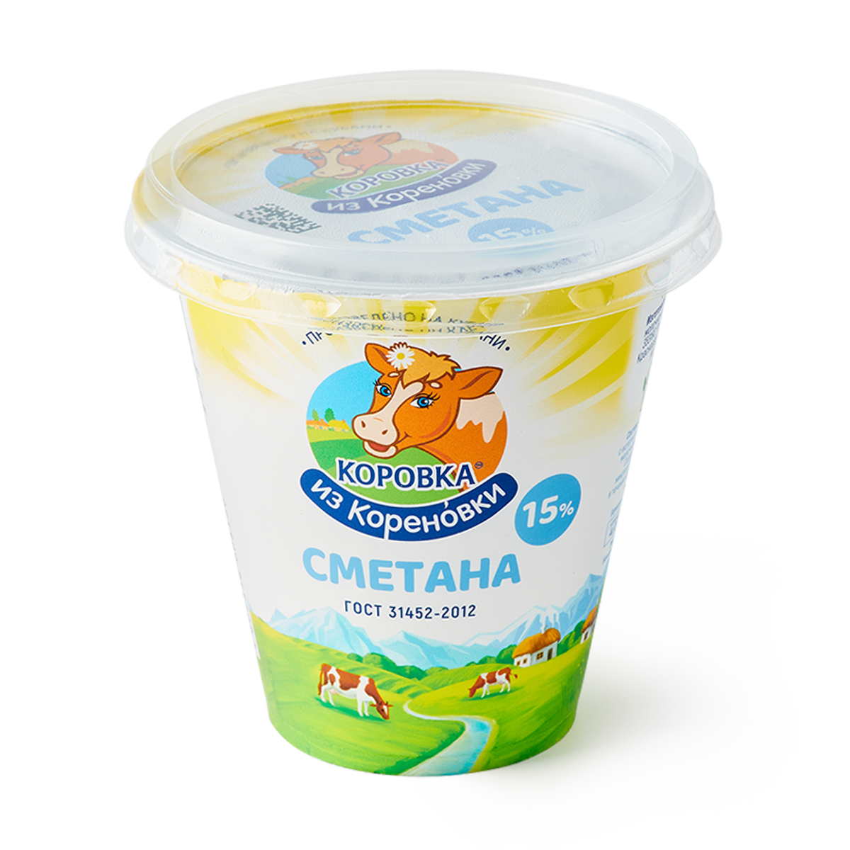 Сметана Коровка из Кореновки, 15%, без заменителя молочного жира, 300г