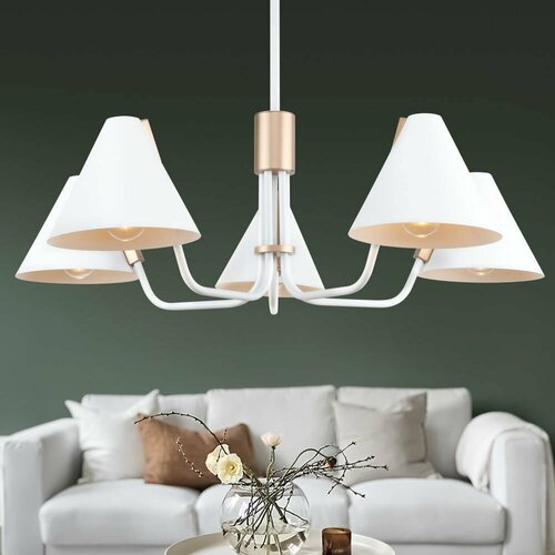 Люстра потолочная Rivoli Beverly под лампы 5хЕ14 40 Вт белый, золото лофт, кантри 15м2 белый, золотой