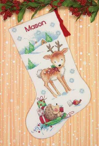 Изображение товара 70-08978 Набор для вышивания крестом DIMENSIONS Reindeer and Hedgehog "Северный олень и ежик"