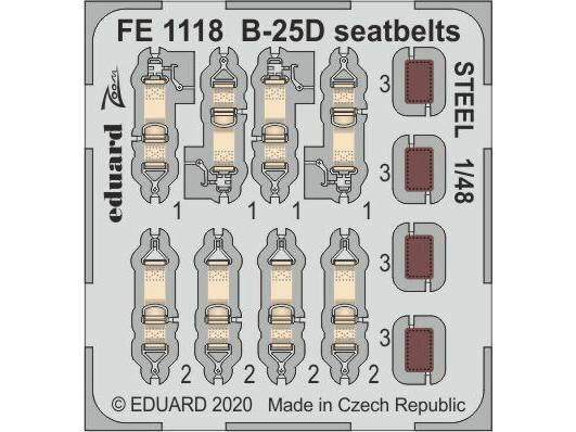 Фототравление для модели B-25D стальные ремни, Revell. Масштаб 1:48