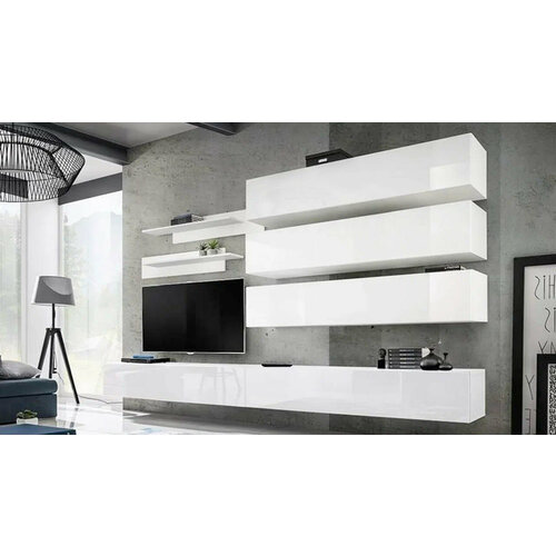 Гостиная 4 МДФ Белый DM635-6 / Черный 0190 320x180