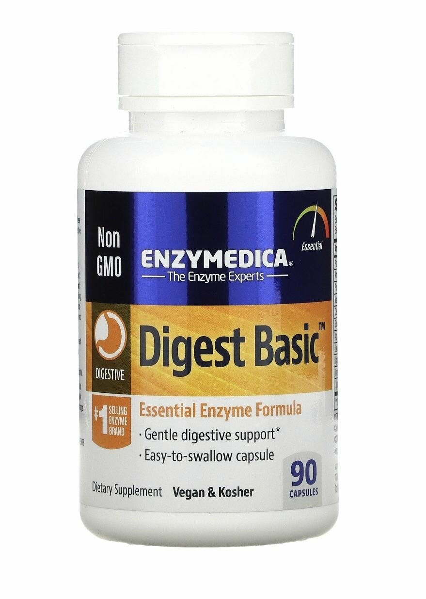 Пищеварительные ферменты Энзимедика, Digest Basic Enzymedica, 90 капсул