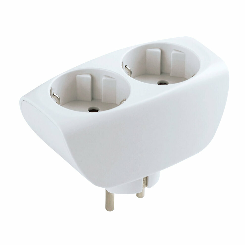 Сетевой тройник ЭРА 2 розетки с заземлением со шторками белый SP-2e-W 512051