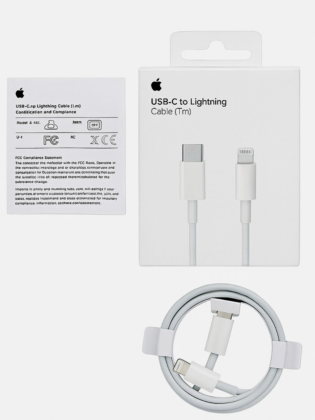 USB kabel iphone Кабель USB Type-C to Lightning для iPhone, 40W, быстрая зарядка, 1 м, белый — фото 1