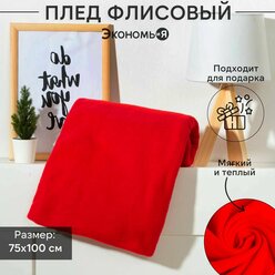 Плед "Экономь и Я" 75*100 см, красный, пл.160 г/м2, 100% п/э