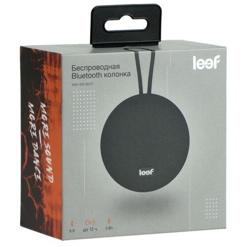 Портативная колонка Leef MW-SW-B007, 3 Вт, microSD, до 12 часов, TWS, 800 мАч, черная