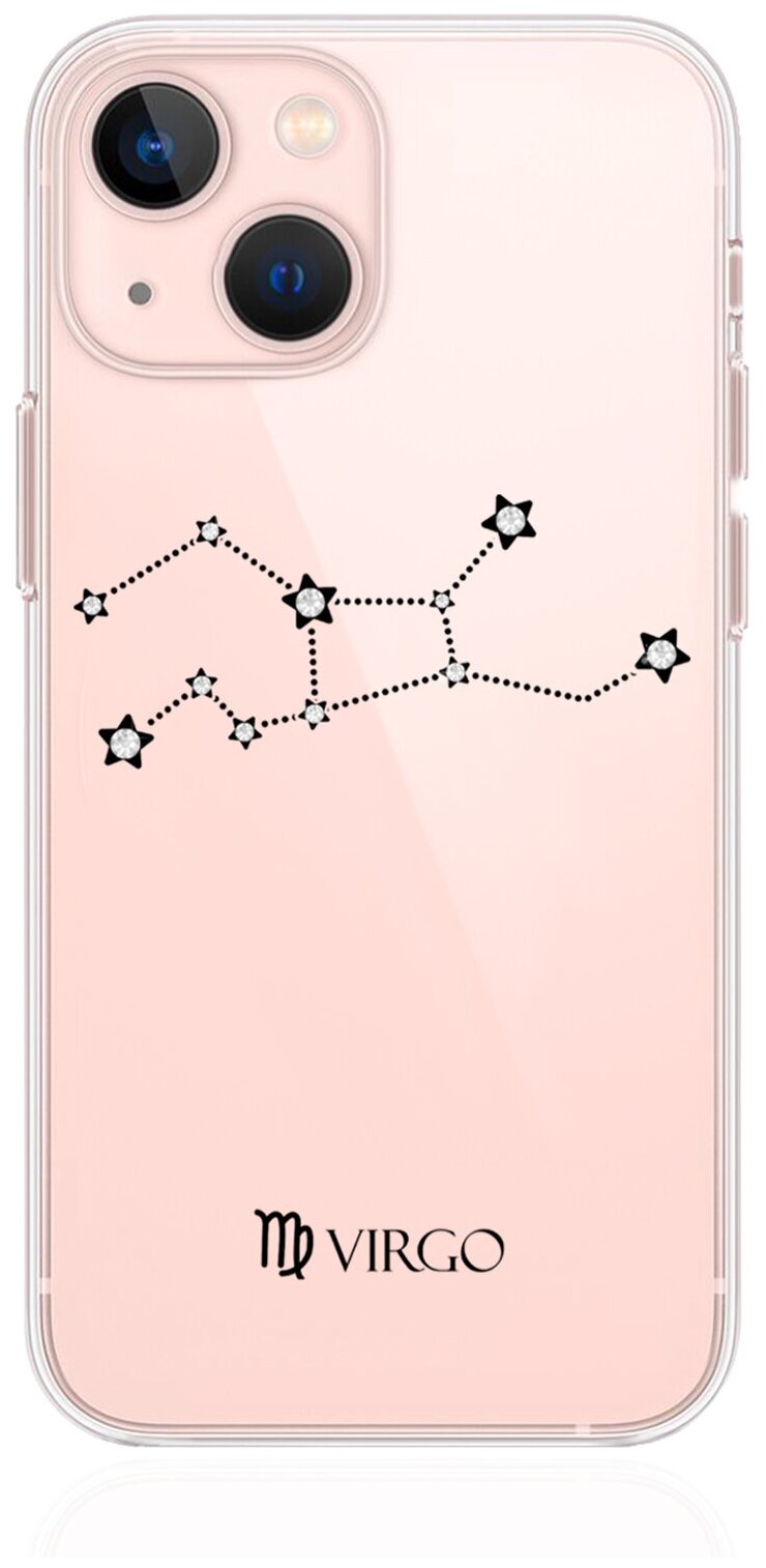 Прозрачный силиконовый чехол с кристаллами Lux для iPhone 13 Mini Знак зодиака Дева Virgo для Айфон 13 Мини