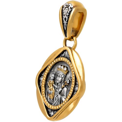 фото Подвеска акимов, серебро, 925 проба, золочение, бриллиант, размер 3.8 см.