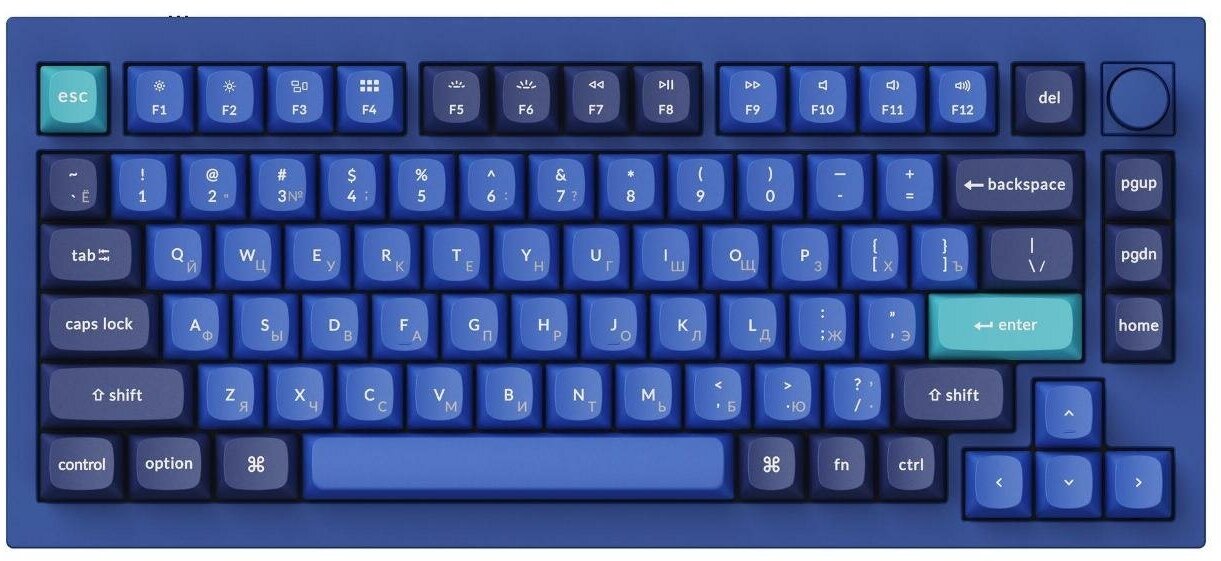 Клавиатура Keychron Q1-o2, Rgb, Blue Switch, 84 кнопоки, Blue .