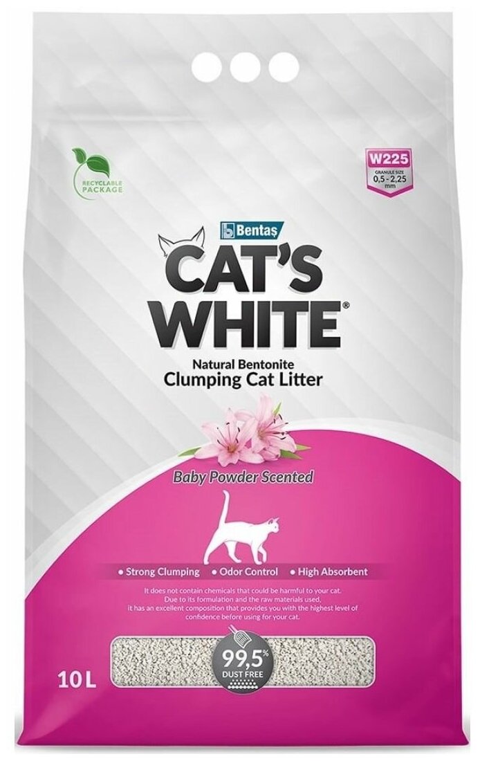 Cat's White Baby Powder комкующийся наполнитель с ароматом детской присыпки для кошачьего туалета (10л) Без характеристики - фотография № 18