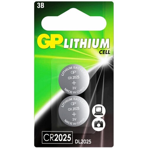 Батарейка GP CR2025, 3V, литий, бл/2шт, 1 шт. батарея gp lithium cr2025 5шт