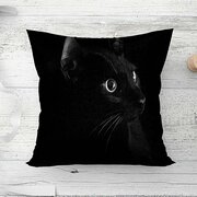 Подушка декоративная / Черный кот на черном / велюр / подарок / подушка диванная / подушка для интерьера