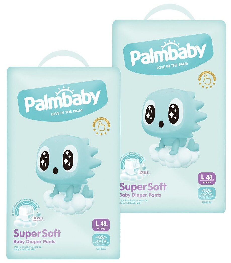 Подгузники-трусики детские Palmbaby Super Soft Premium L 9-14 кг/ 96 шт